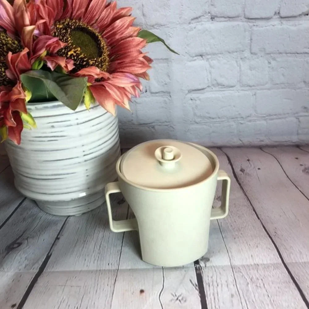 Vintage tupperware almond SUGAR container with 3 part seal